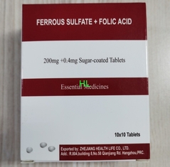 China Sulfato Ferroso + Ácido Fólico Comprimidos 200MG + 0, 4MG BP / USP Medicamentos fornecedor